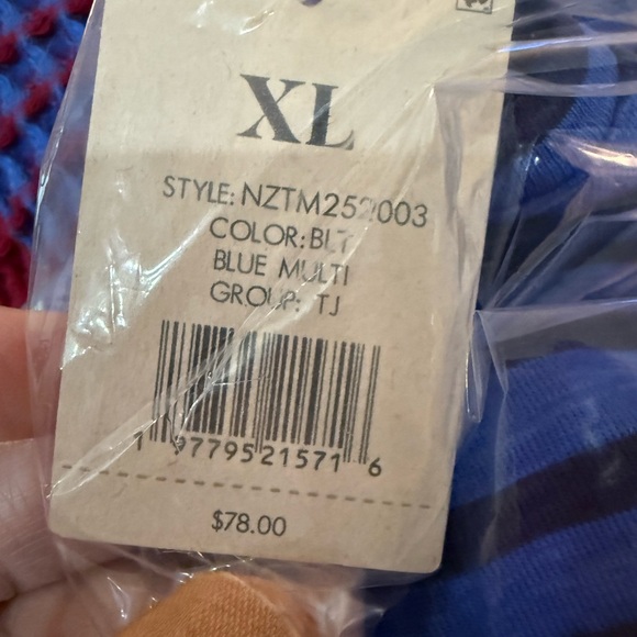 NIC+ZOE Stripe Knit Scoop Neck Short Sleeve Cotton Blend Blue Striped Tee NWT XL - Picture 9 of 11